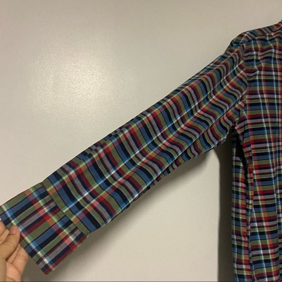 Neiman Marcus men’s cotton plaid Button up long sleeves Shirt Size L - Picture 5 of 9